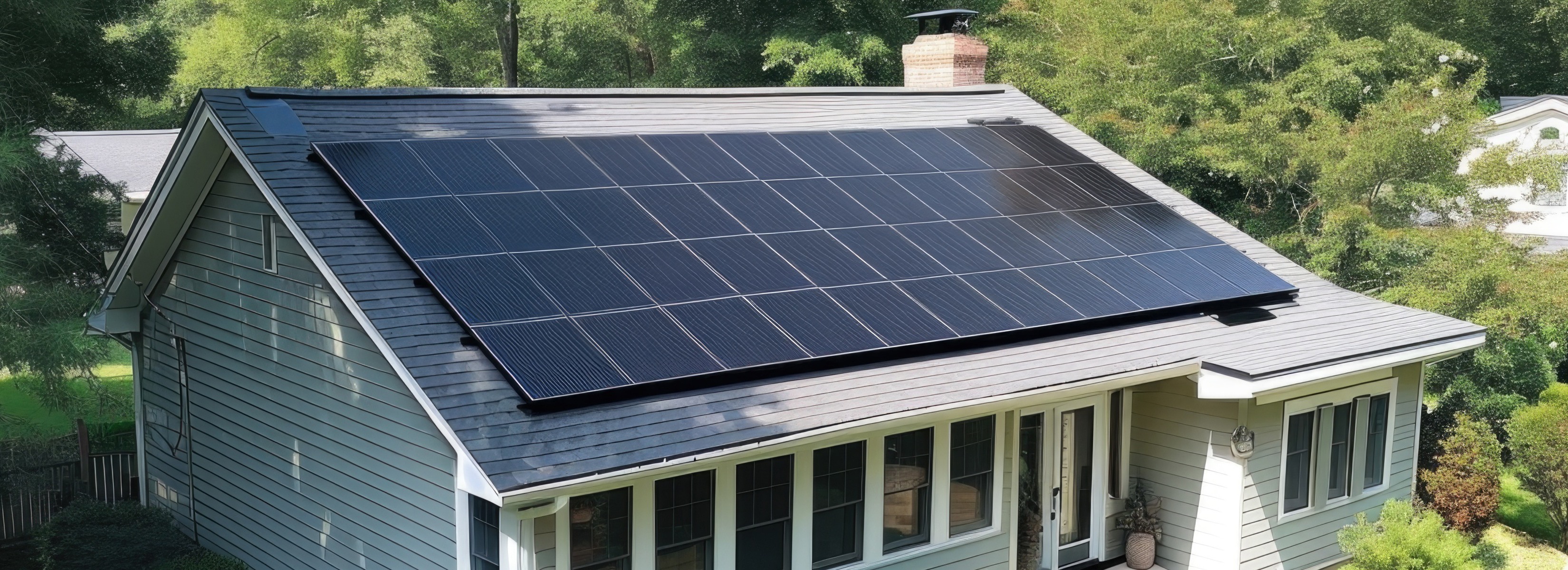 Electricity Decreased With Installation Of Black Solar Panels On Home Roof.